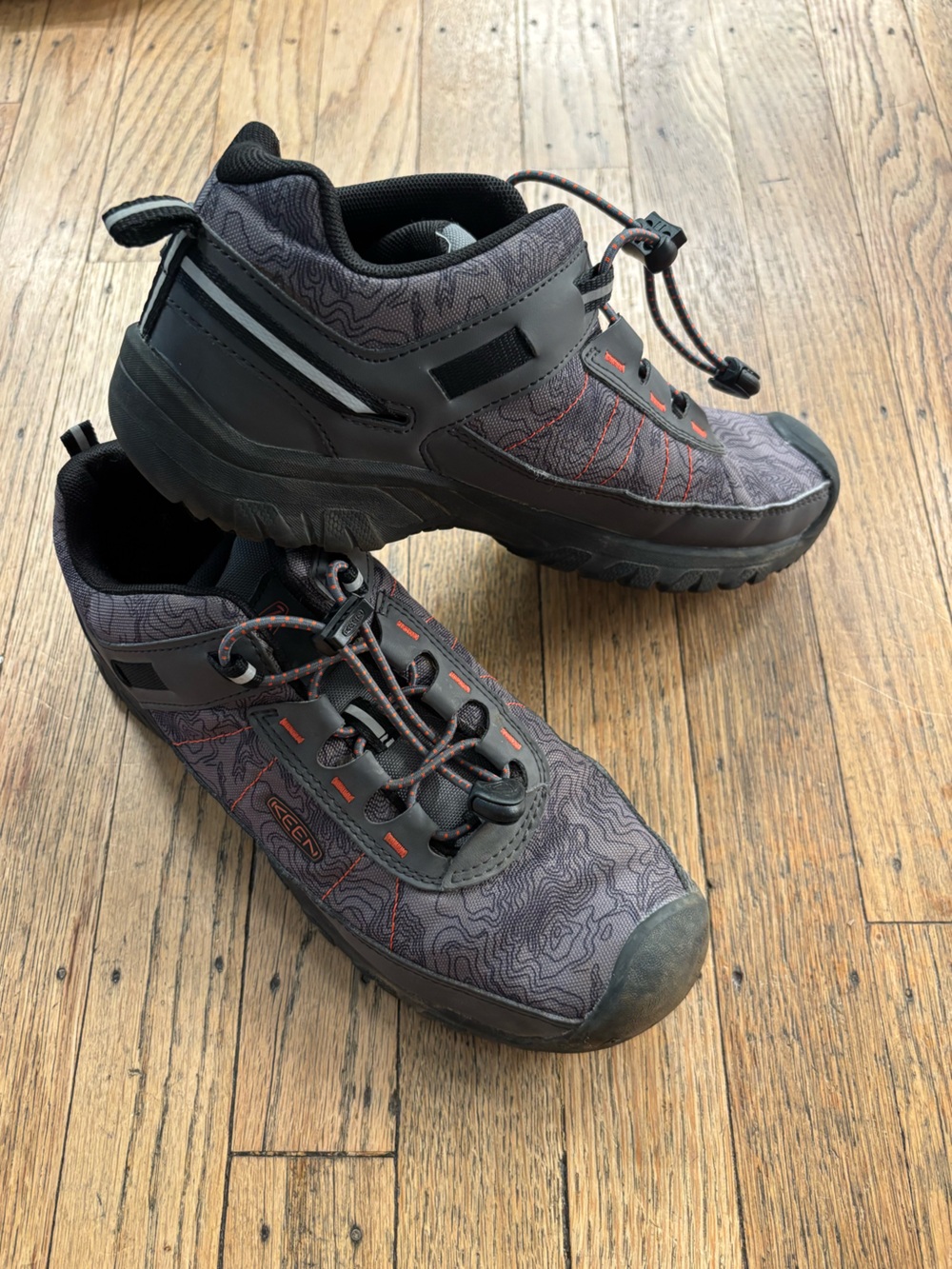 Keen Kids Gray and Black Trail Boots with Orange Accents